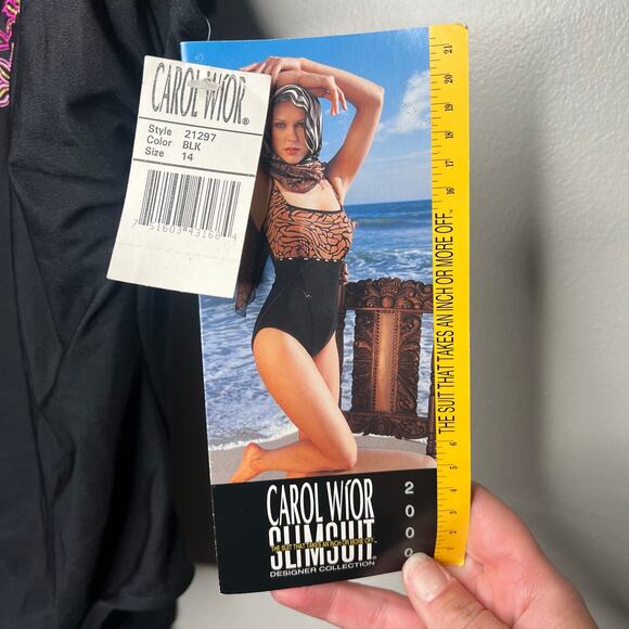 Carol Wior Swimsuit Women 14 One Piece Hawaii Flower Sheer Top Underwire VTG NWT - Picture 10 of 10